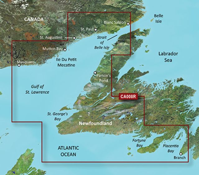 Garmin BlueChart g2 Vision – Newfoundland West JUL 08 (CA008R) SD Card