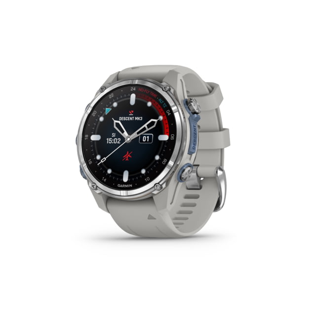 Garmin Descent Mk3 43mm Stainless Steel with Fog Gray Silicone Band