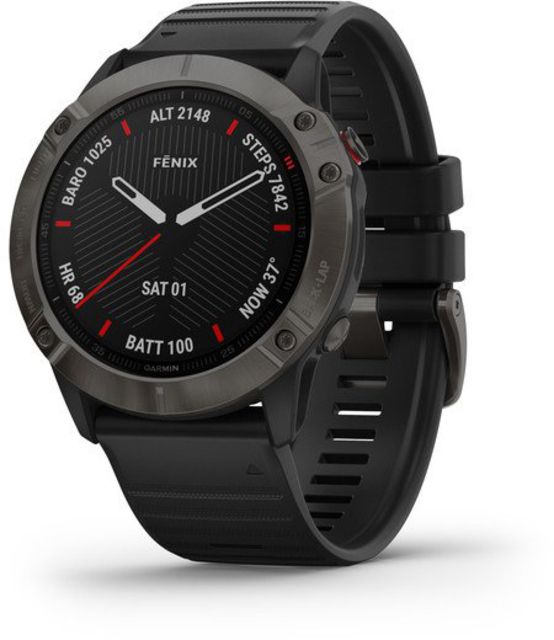 Garmin Fenix 6X Sapphire Multisport GPS Smartwatch Carbon Gray DLC w/Black Band