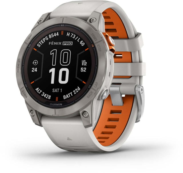 Garmin Fenix 7 ProSapphire Solar Edition Titanium with Fog Gray/Ember Orange Band Watch