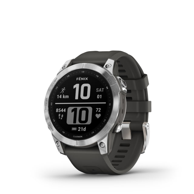 Garmin Fenix 7 Watch Silver Case Graphite Band