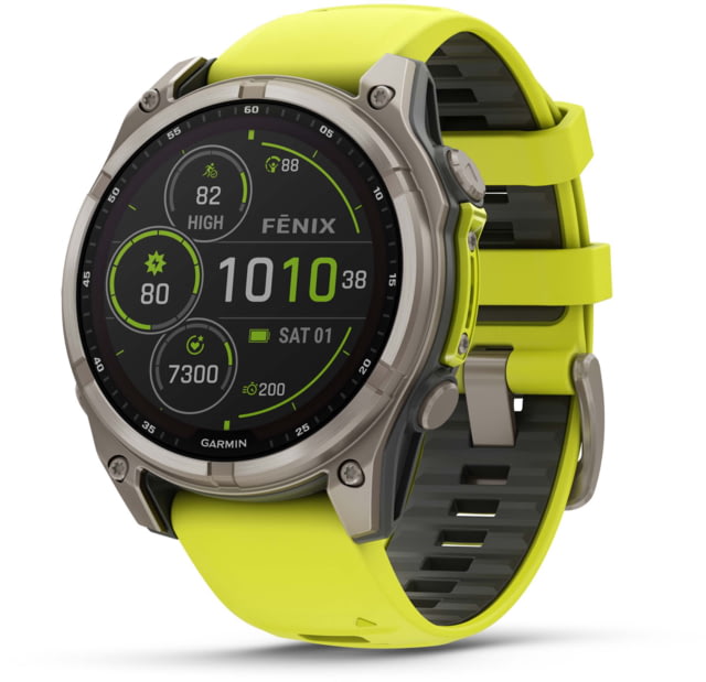 Garmin fenix 8 Solar 47mm GPS Watch Sapphire Titanium with Amp Yellow/Graphite Silicone