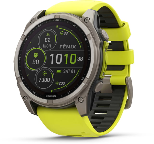 Garmin fenix 8 Solar 51mm GPS Watch Sapphire Titanium with Amp Yellow/Graphite Silicone