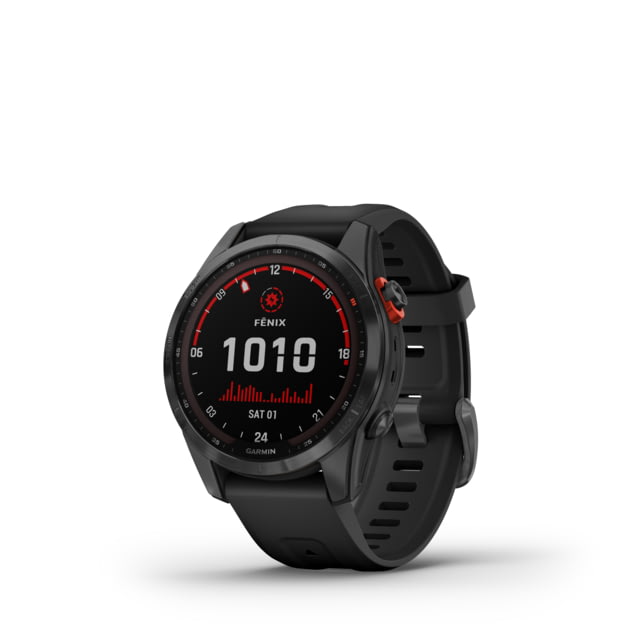 Garmin Fenix7S Solar Watch Slate Gray Case Black Band