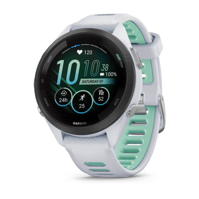 Garmin Forerunner 265S Watch Black Bezel w/ Whitestone Case and Whitestone/Neo Tropic Silicone Band