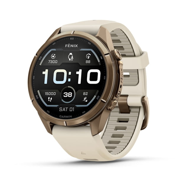 Garmin Fenix 9 Pro Watch 43mm Case Diameter Autumn Gold Titanium Bezel Cream/French Gray Silicone Band