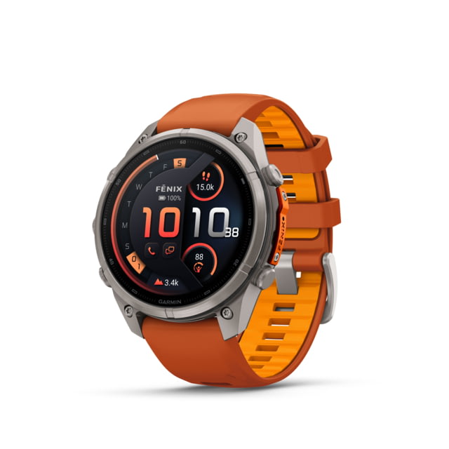 Garmin Fenix 9 Pro Watch 47mm Case Diameter Titanium Bezel Autumn Orange/Spark Orange Silicone Band