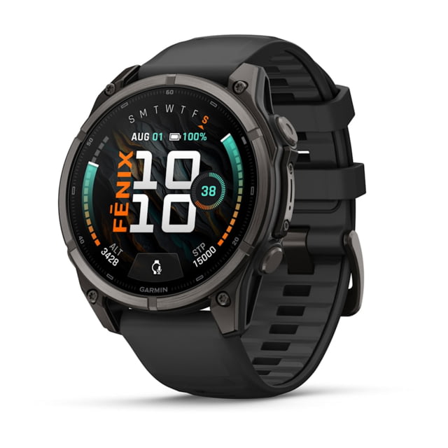 Garmin Felix 9 Unisex Watch 47mm Case Diameter Carbon Gray DLC Titanium Bezel Black Silicone Band Gray