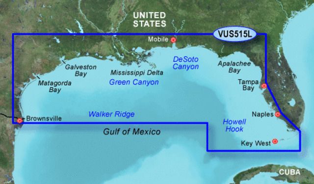 Garmin On The Water GPS Cartography BlueChart g2 Vision Gulf of Mexico Large Map