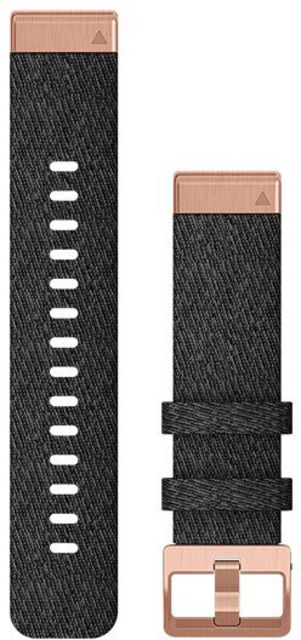 Garmin Garmin Quick Fit 20 Watch Band Heathered Black Nylon w/ Rose Gold 20 mm