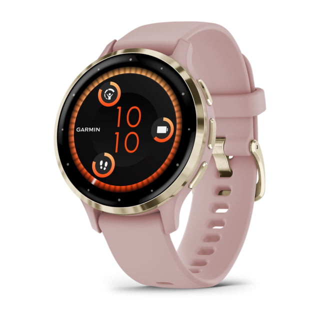 Garmin Venu 3S Watch Soft Gold Stainless Steel Bezel w/ Dust Rose Case and Silicone Band