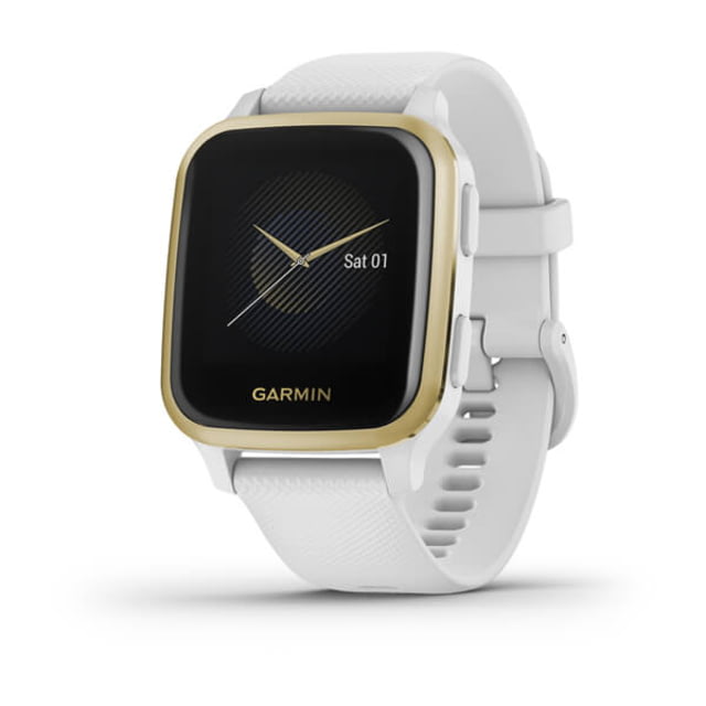 Garmin Venu SQ GPS Smartwatch Light Gold Aluminum Bezel with White Case and Silicone Band