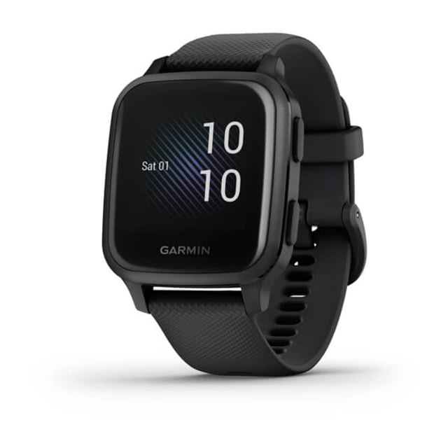 Garmin Venu SQ GPS Smartwatch - Music Edition Slate Aluminum Bezel with Black Case and Silicone Band