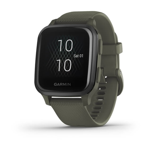 Garmin Venu SQ GPS Smartwatch - Music Edition Slate Aluminum Bezel with Moss Case and Silicone Band
