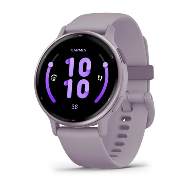 Garmin Vivoactive 5 Watch Metallic Orchid Aluminum Bezel w/ Orchid Case and Silicone Band