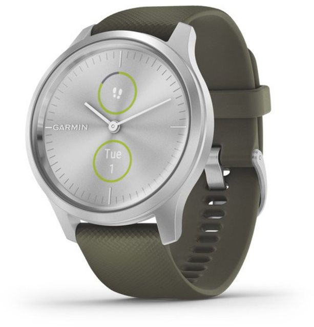 Garmin Vivomove 3 Style Hybrid Smartwatch w/Silicone Band Moss Green/Silver