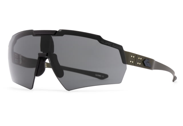 Gatorz Blastshield Sunglasses Black Logo OD Green Frame Ballistic Smoke Lens