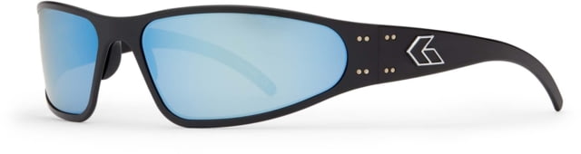 Gatorz Wraptor Sunglasses Black Frame Smoke Polarized w/Blue Mirror Lens