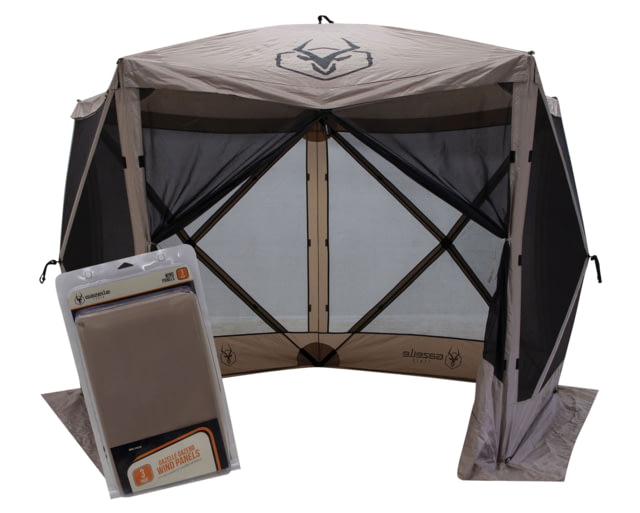 Gazelle G5 5-Sided Portable Gazebo Pop-Up Hub Screen Tent 3 Wind Panels Desert Sand 4-Person