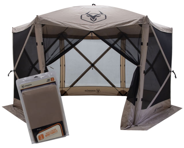 Gazelle G6 6-Sided Portable Gazebo Pop-Up Hub Screen Tent 3 Pack of Wind Panels Desert Sand 8-Person