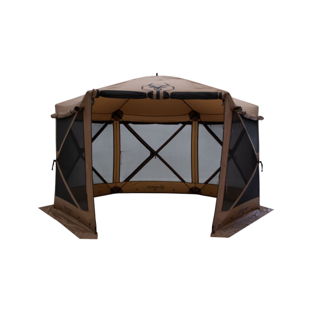 Gazelle G6 Deluxe 6-Sided Portable Gazebo Pop-Up Hub Screen Tent Badlands Brown 8-Person