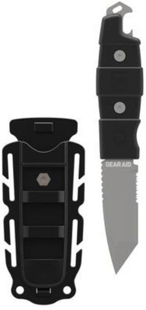 Gear Aid Kotu Tanto Survival Knife w/ Quick Release Sheath and Removable Belt Clip Titanium-coated 3in Blade Acetal Handle Black