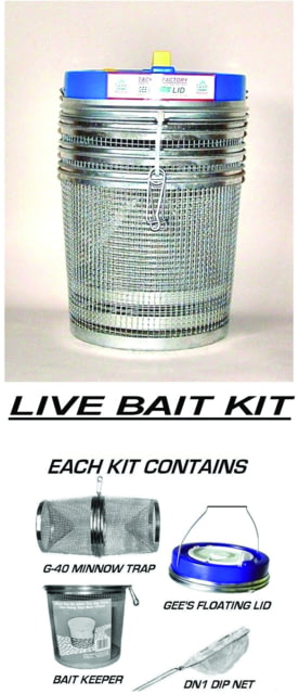 Gee's Floating Complete Bait Kit With Trap Bait Keeper Lid & Net Assorted lid colors