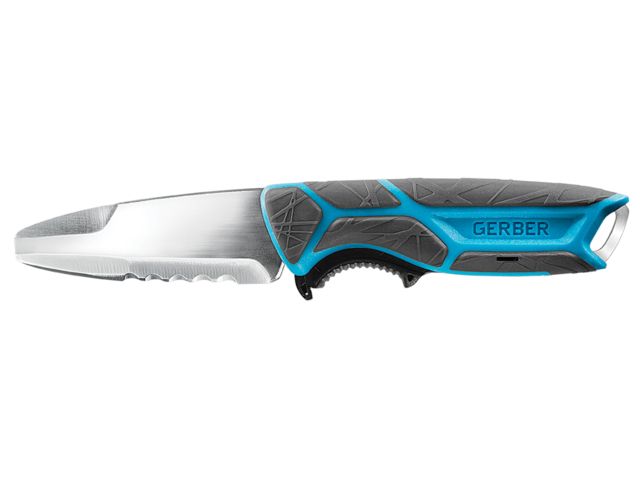 Gerber Crossriver Fixed Blade Knife 3in 9CR18MOV Steel Blade Salt-Resistant Cyan