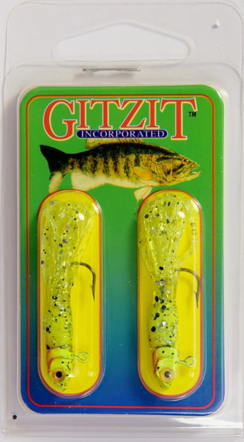 Gitzit Little Tough Guy Jig 1 1/2in 1/16 oz Sz 6 Hook Chartreuse 2/Pack