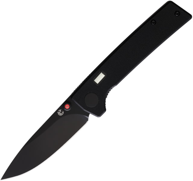 Glow Rhino Fermi Folding Knife 4in Closed 3in Black PVD Coated D2 Tool Steel Blade Black G10 Handle w/ Red/Green Tritium Handle Inlay