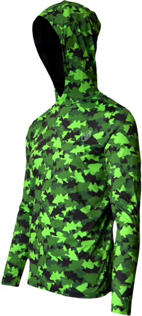 Googan Squad Green Fish Camo Hooded Long-Sleeve Shirt - Men's 3XL