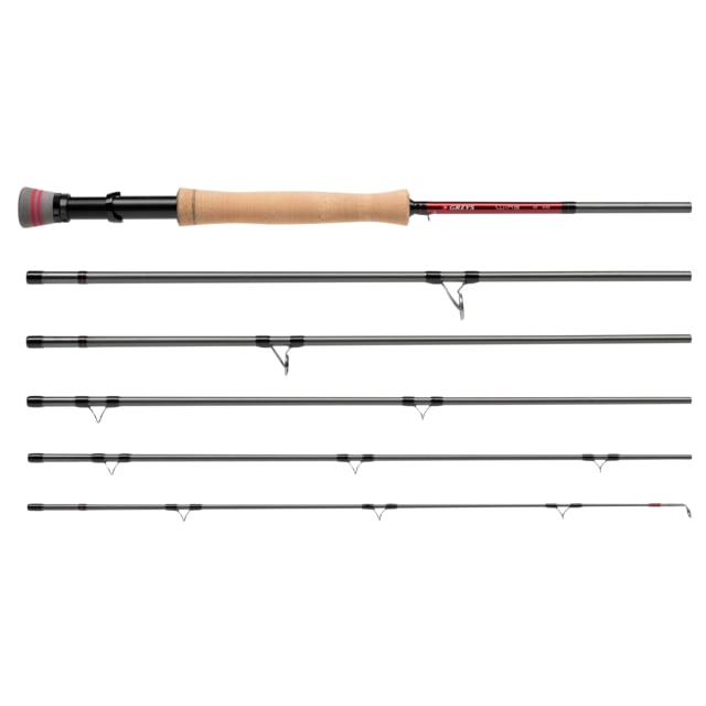 Greys Wing Travel Fly Rod Handle Type FW+EH 9ft. Rod Length Medium Fast Action 6 Pieces Red/Grey