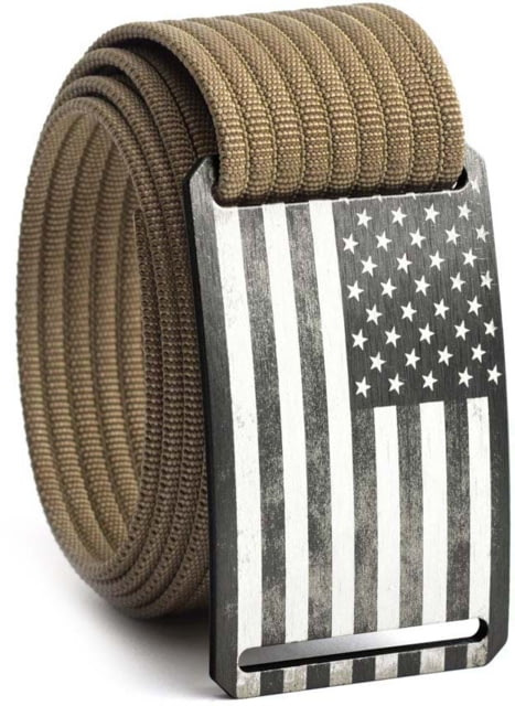 Grip6 Standard USA Grey Flag Buckle w/Brown Strap 34