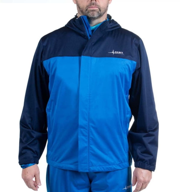 Habit Roaring Springs Packable Rain Jacket - Mens 2-Tone Peacoat-Marlin blue 3XL