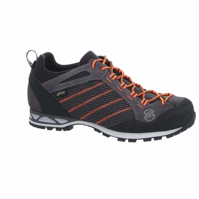 Hanwag Makra Low GTX Mountaineering Boots - Men's Asphalt/Orange Medium 12.5 US