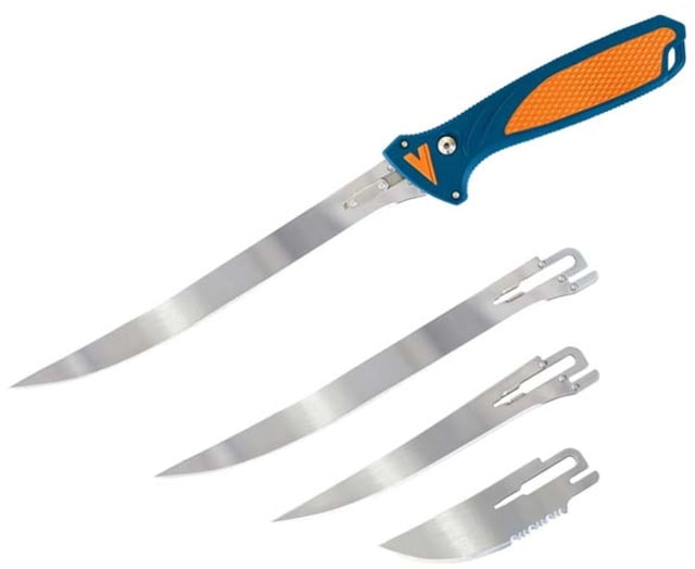 Havalon Talon Fish Interchangeable Fixed Blade Knife Set 4 Blades Roll-Pack Clam Pack Blue/Orange