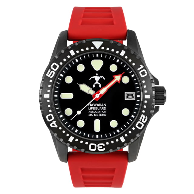 Hawaiian Lifeguard Association Dive Watches Black Dial Red Strap Black One Size HLA