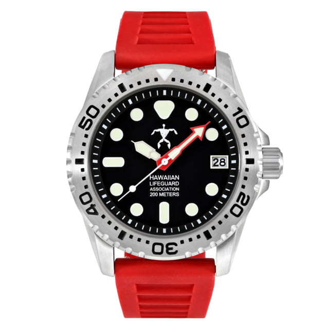 Hawaiian Lifeguard Association Dive Watches Black Dial Red Strap Steel One Size HLA