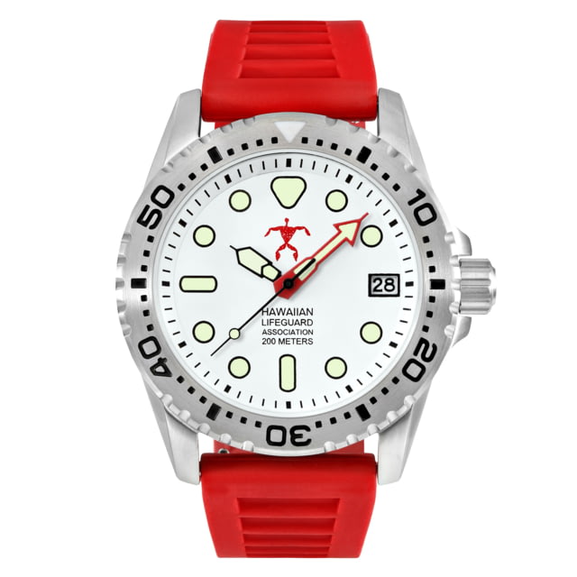 Hawaiian Lifeguard Association Dive Watches White Dial Red Strap Steel One Size HLA