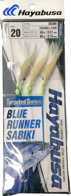 Hayabusa Blue Runner Sabiki 3 Hooks Main 60Lb And Branch 40Lb Test Line Feather/Yarn Size 20
