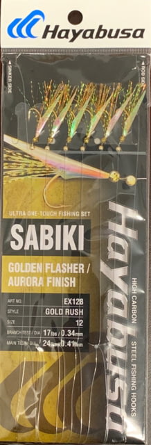 Hayabusa Golden Flasher Sabiki Main 24Lb And Branch 17Lb Test Line Size 12 6-Hooks