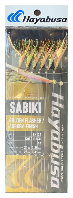 Hayabusa Golden Flasher Sabiki Main 28Lb And Branch 21Lb Test Line Size 14 6-Hooks