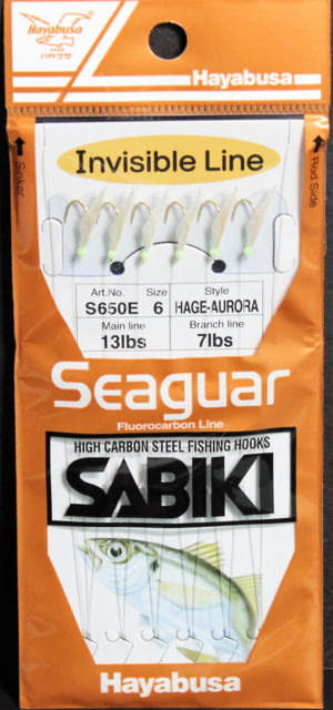 Hayabusa Hage-Aurora Sabiki Rig Fluorocarbon Size 6 6 Pack