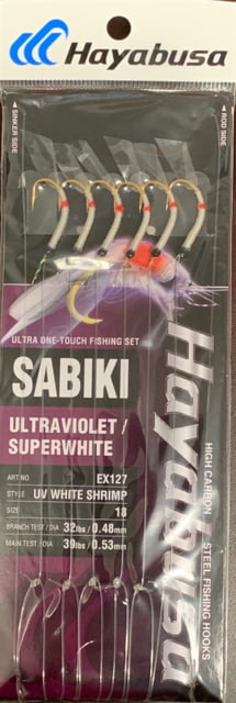 Hayabusa Uv White Shrimp Sabiki Main 39Lb And Branch 32Lb Test Line Size 18 6 Pack