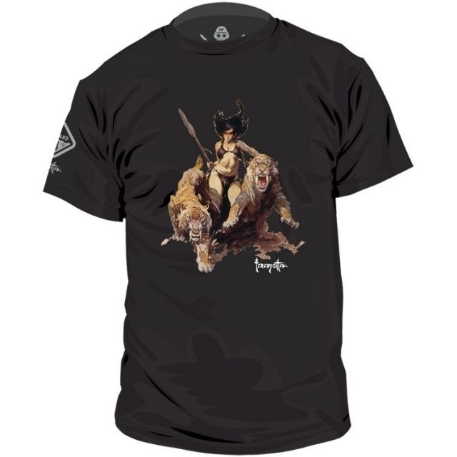 Hazard 4 Huntress T-Shirt by Frank Frazetta - Men's Black Extra Small