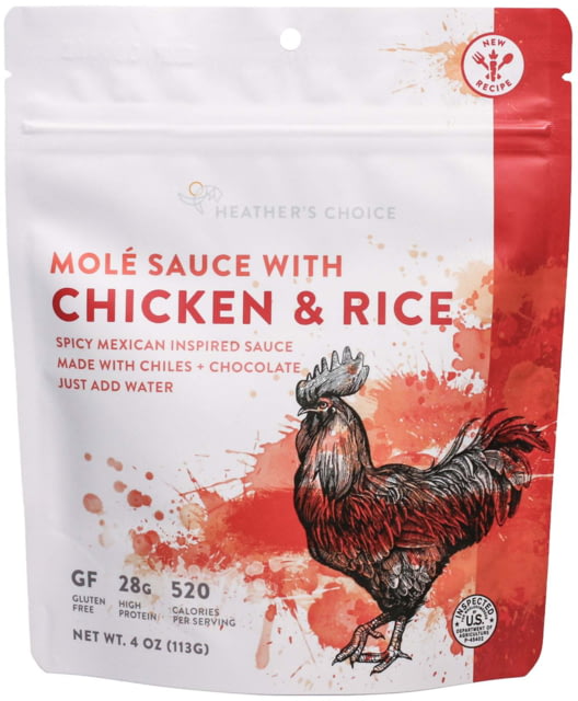 Heather's Choice Mole Sauce With Chicken And Rice Dehydrated Dinner 113g 28g Of Protein MoleSauChickRice