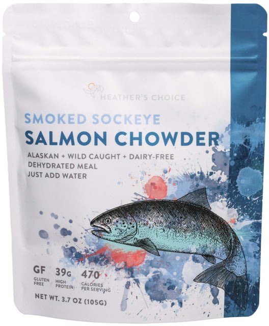 Heather's Choice Smoked Sockeye Salmon Chowder Dehydrated Dinner 105g 39g Of Protein Smoked Sockeye Salmon Chowder