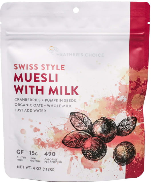 Heather's Choice Swiss Muesli With Milk Dehydrated Breakfast 113g 15g Of Protein Swiss Muesli with Milk