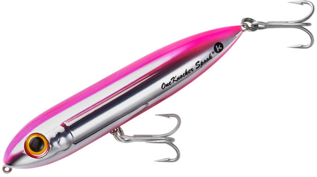 Heddon One Knocker Spook Topwater Bait 4.5in 3/4 oz Chrome/Pink