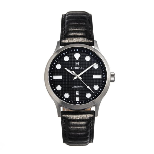 Heritor Automatic Bradford Leather-Band Watch w/Date Black - Men's